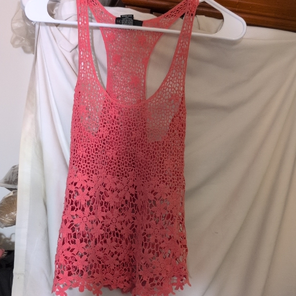 Weavers Pink Cropped Cut Out Tank Top